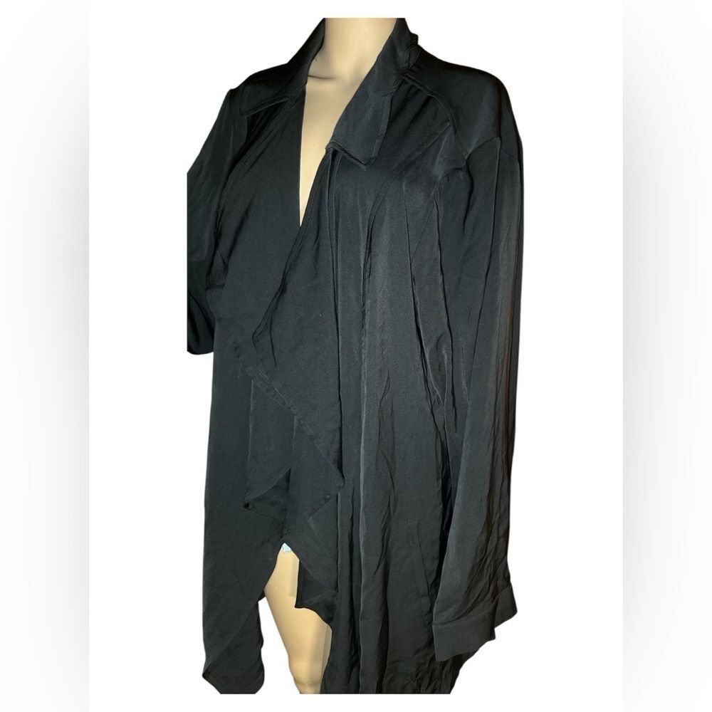 Catherines Elegant Waterfall cardigan Black Draped Coat